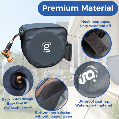 Giraffe Tools AW50 cover side view shows wind-resistant design with bottom strap