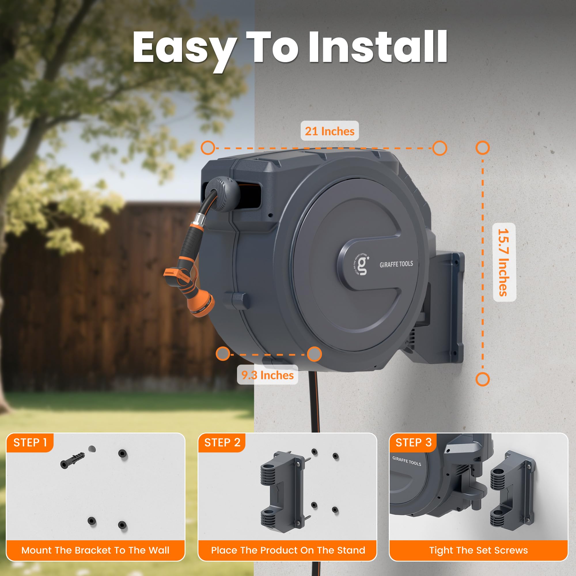 Giraffe Tools easy-install wall mount simplifies setup and storage