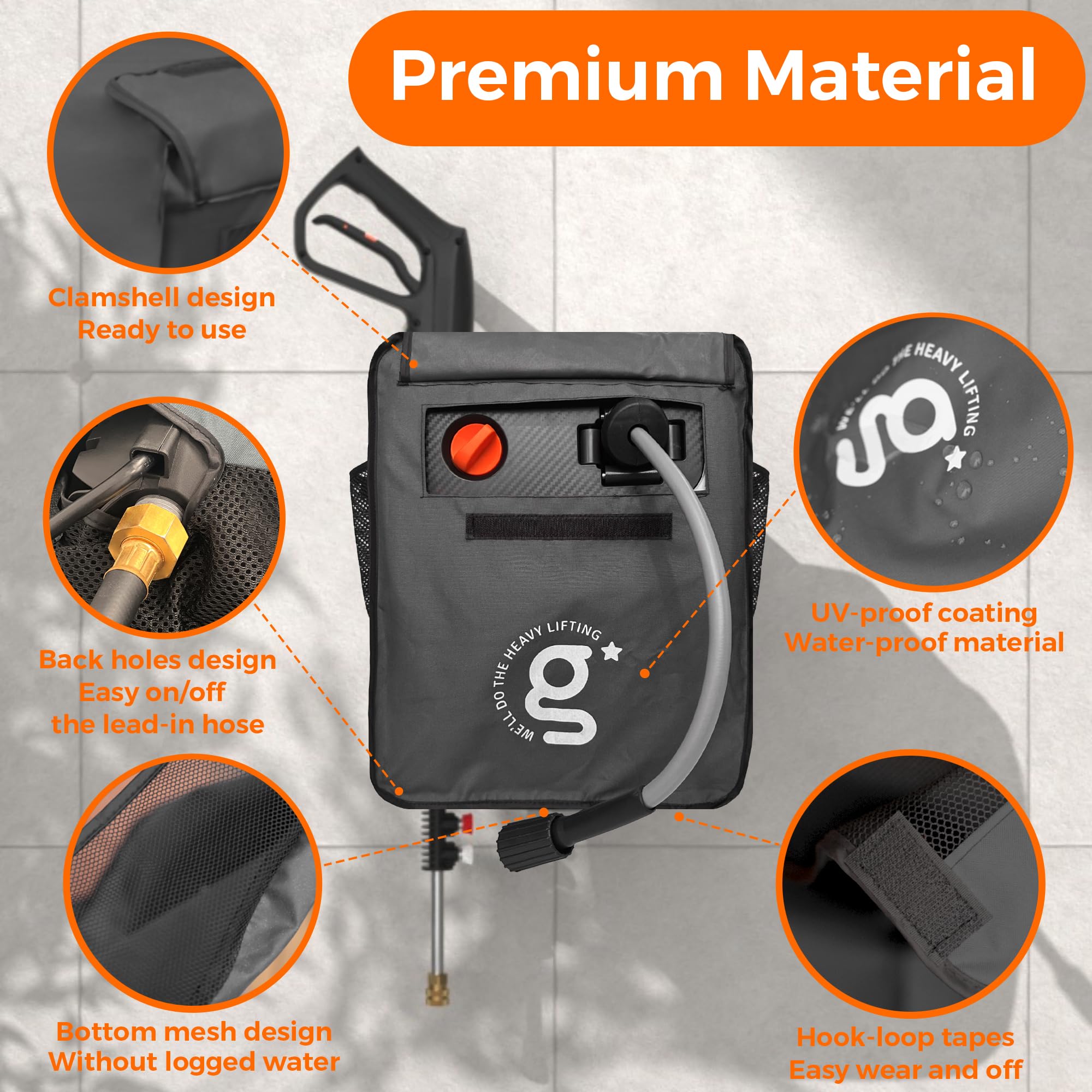 Giraffe Tools G20 cover durable 600D fabric close-up shows tear resistance.