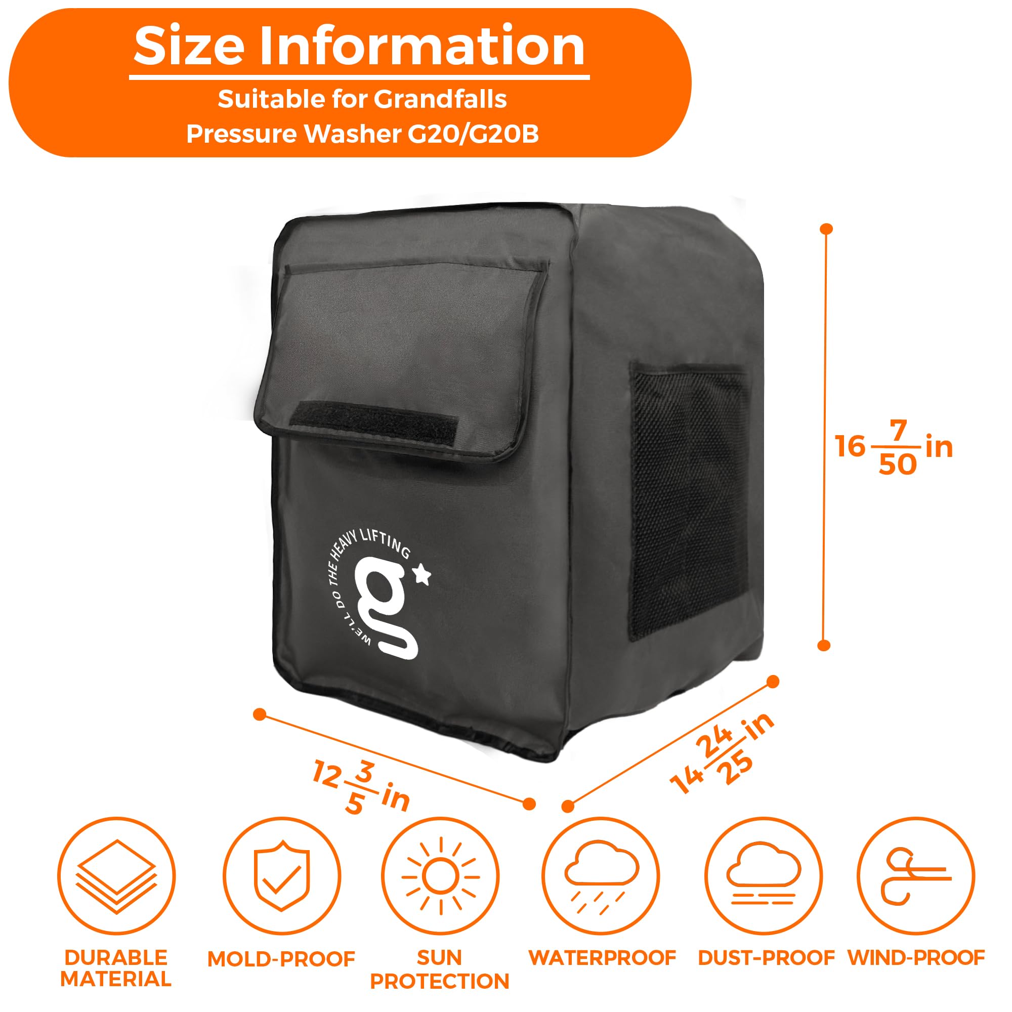 Giraffe Tools G20 cover side pocket design keeps nozzles and foam pots accessible.