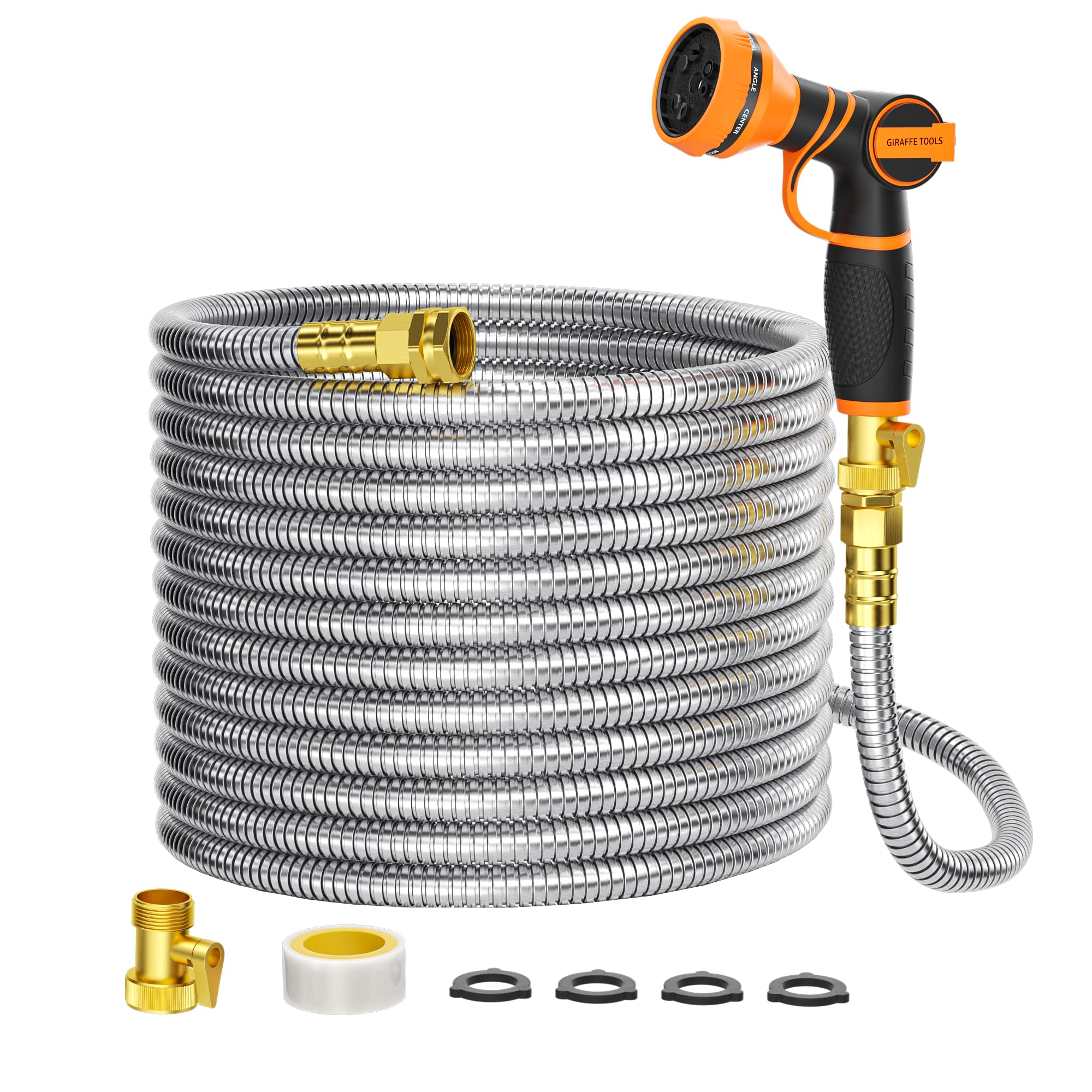 Giraffe Tools garden hose 100ft steel construction for durable outdoor watering