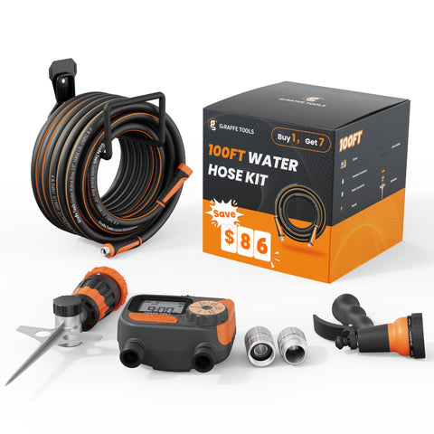 Giraffe Tools garden hose 100ft for easy watering and outdoor cleaning