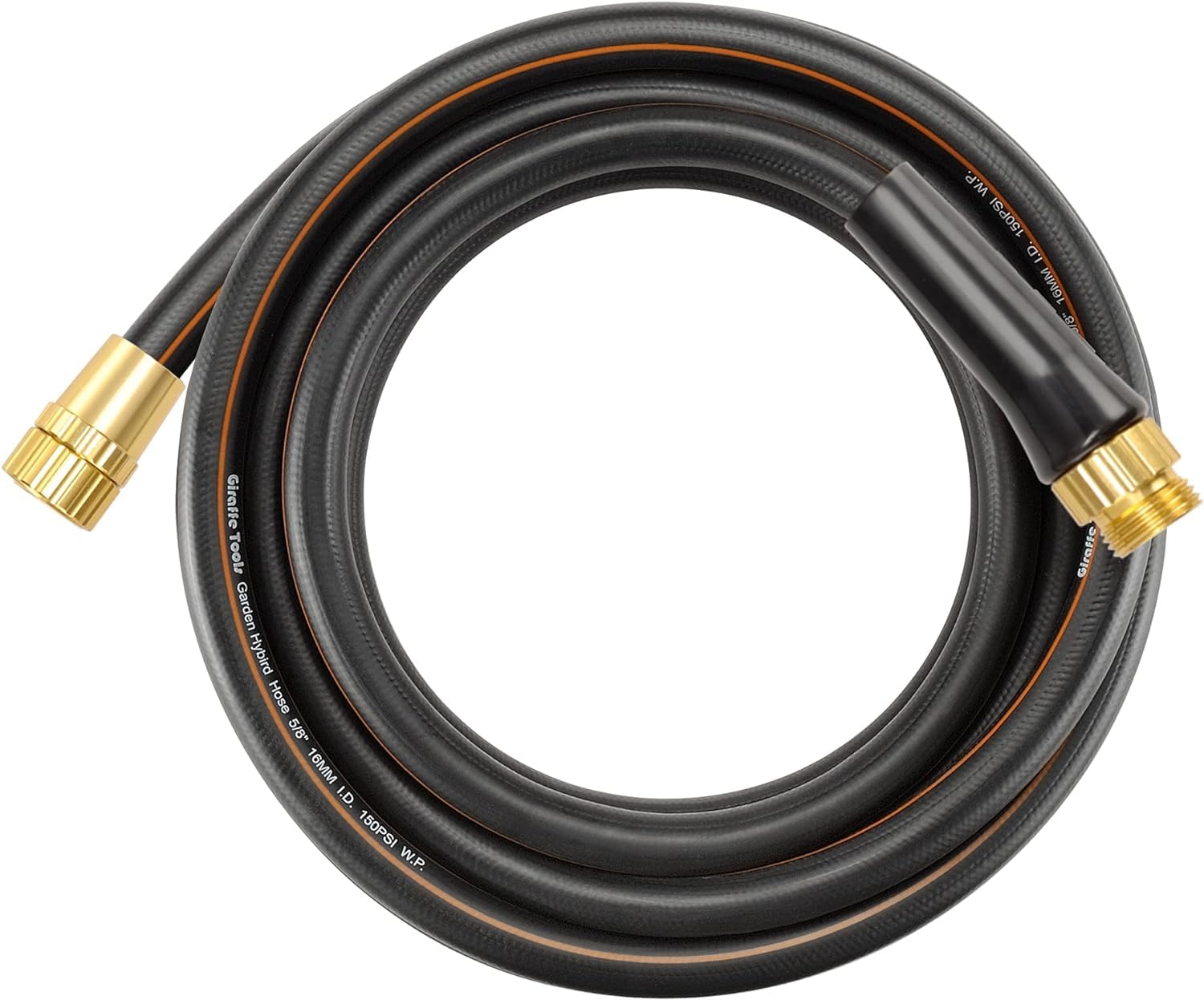Giraffe Tools garden hose 25ft coil showing easy storage and kink-free flexibility