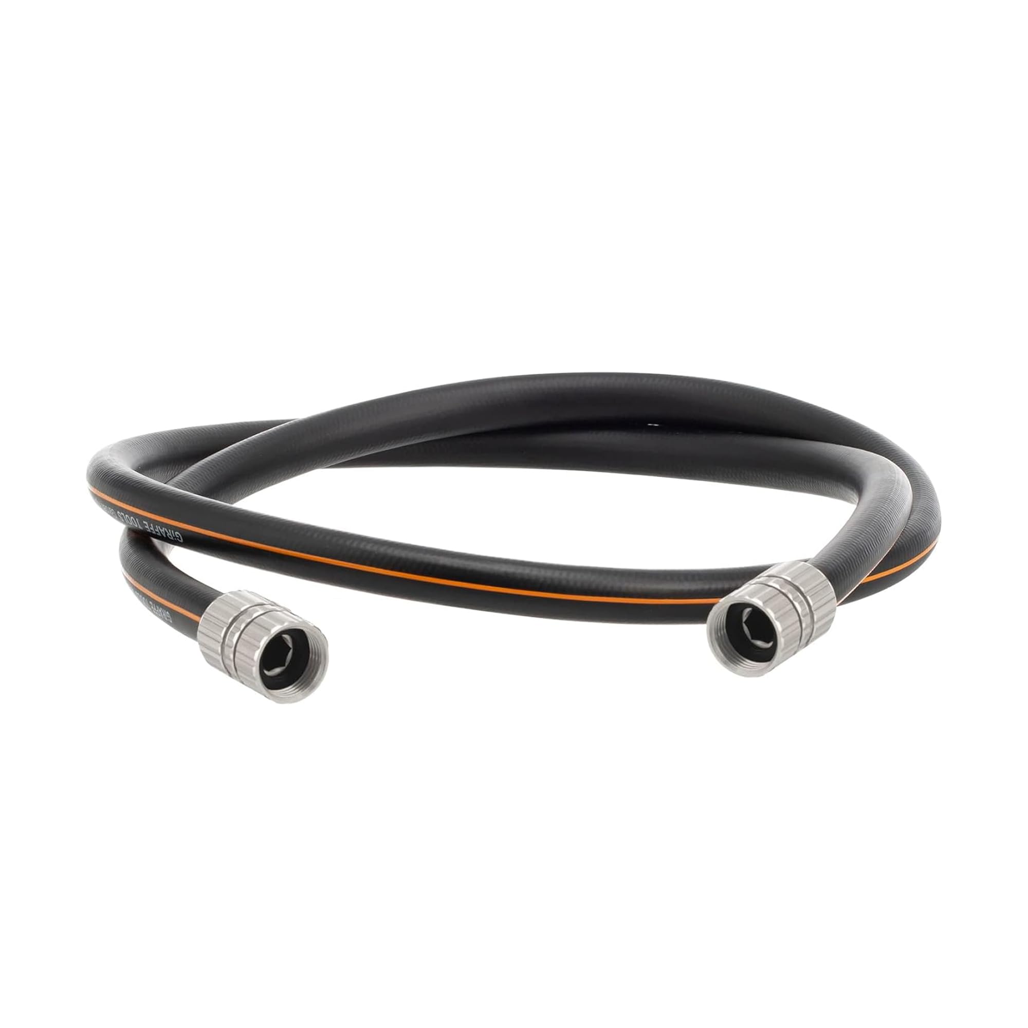 Giraffe Tools garden hose showing 5-8in custom length option for precise reach.