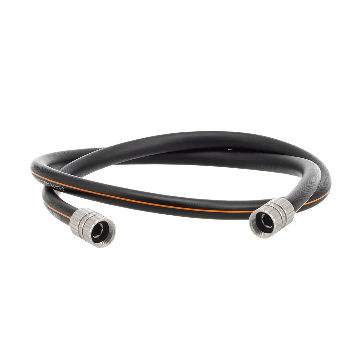 Giraffe Tools garden hose showing 5-8in custom length option for precise reach.