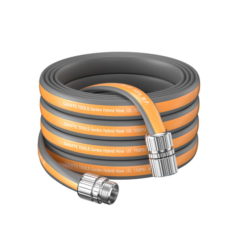 Giraffe Tools garden hose 50ft flat design for easy storage and quick reach.