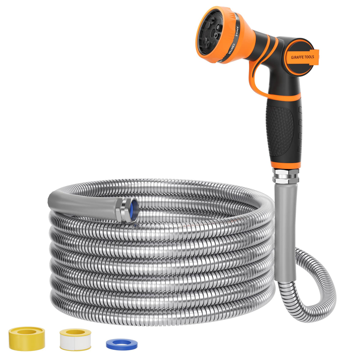 Giraffe Tools garden hose 50ft demonstrates extended reach for yard watering