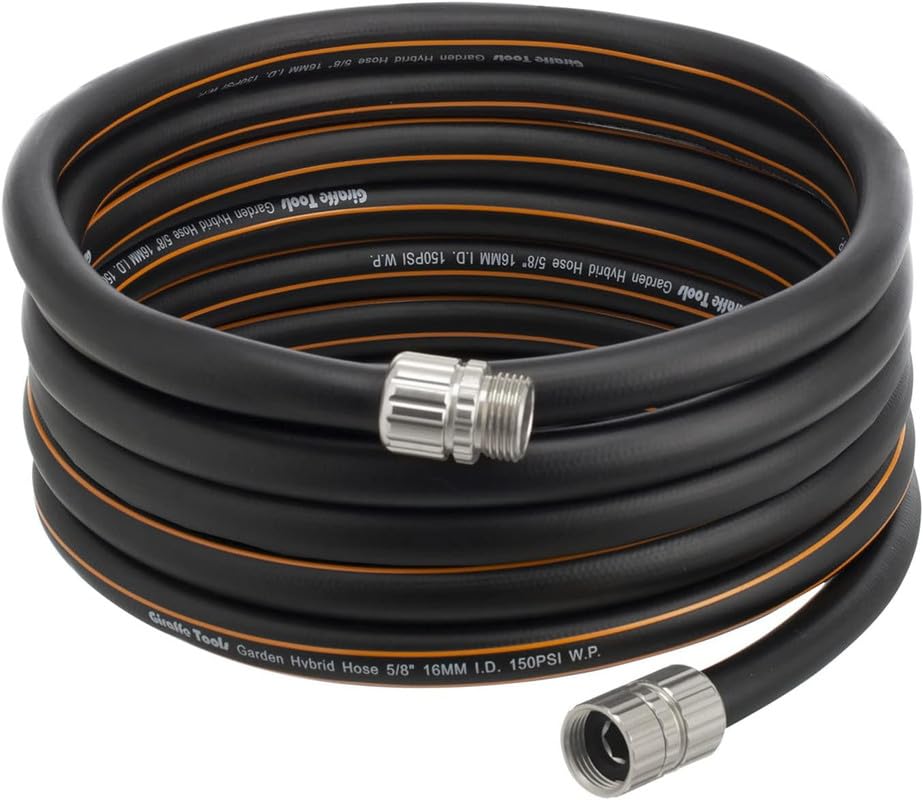 Giraffe Tools garden hose with adjustable length for on-site customization.