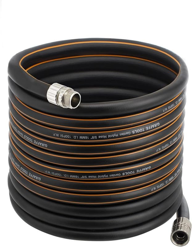 Giraffe Tools garden hose with custom-length feature for a precise fit.