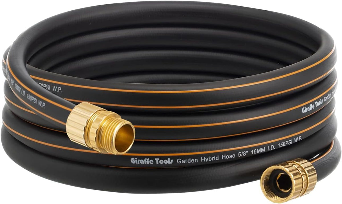 Giraffe Tools garden hose cut-to-length in use for precise yard tasks.