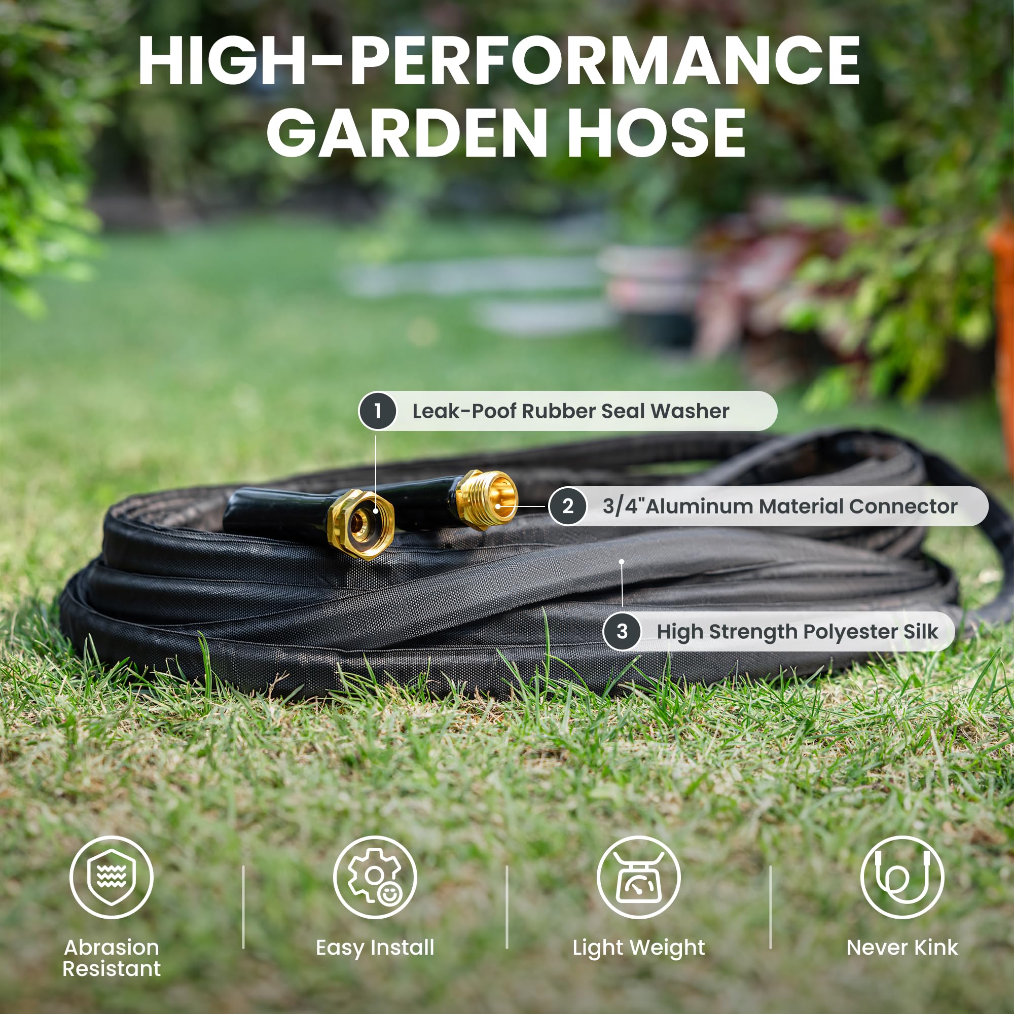 Giraffe Tools garden hose kink-free durability handles bends without tangling during chores.
