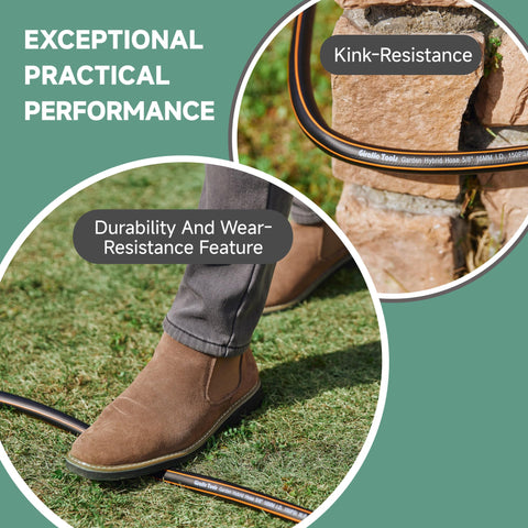 Giraffe Tools all-season flexible hose handles extreme temperatures.