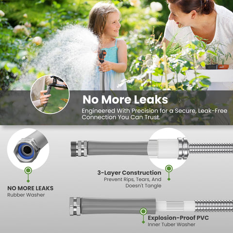 Giraffe Tools all-weather flexibility hose stays pliable in heat and cold.