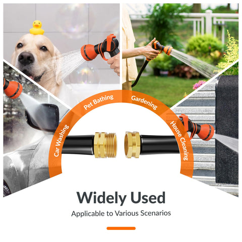 Giraffe Tools black finish hose blends with yard aesthetics.