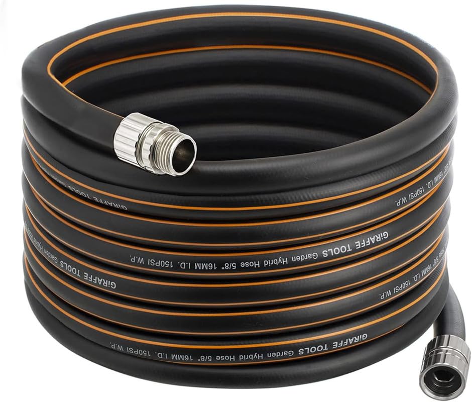 Giraffe Tools hose demonstrates custom-length capability for tailored watering tasks.