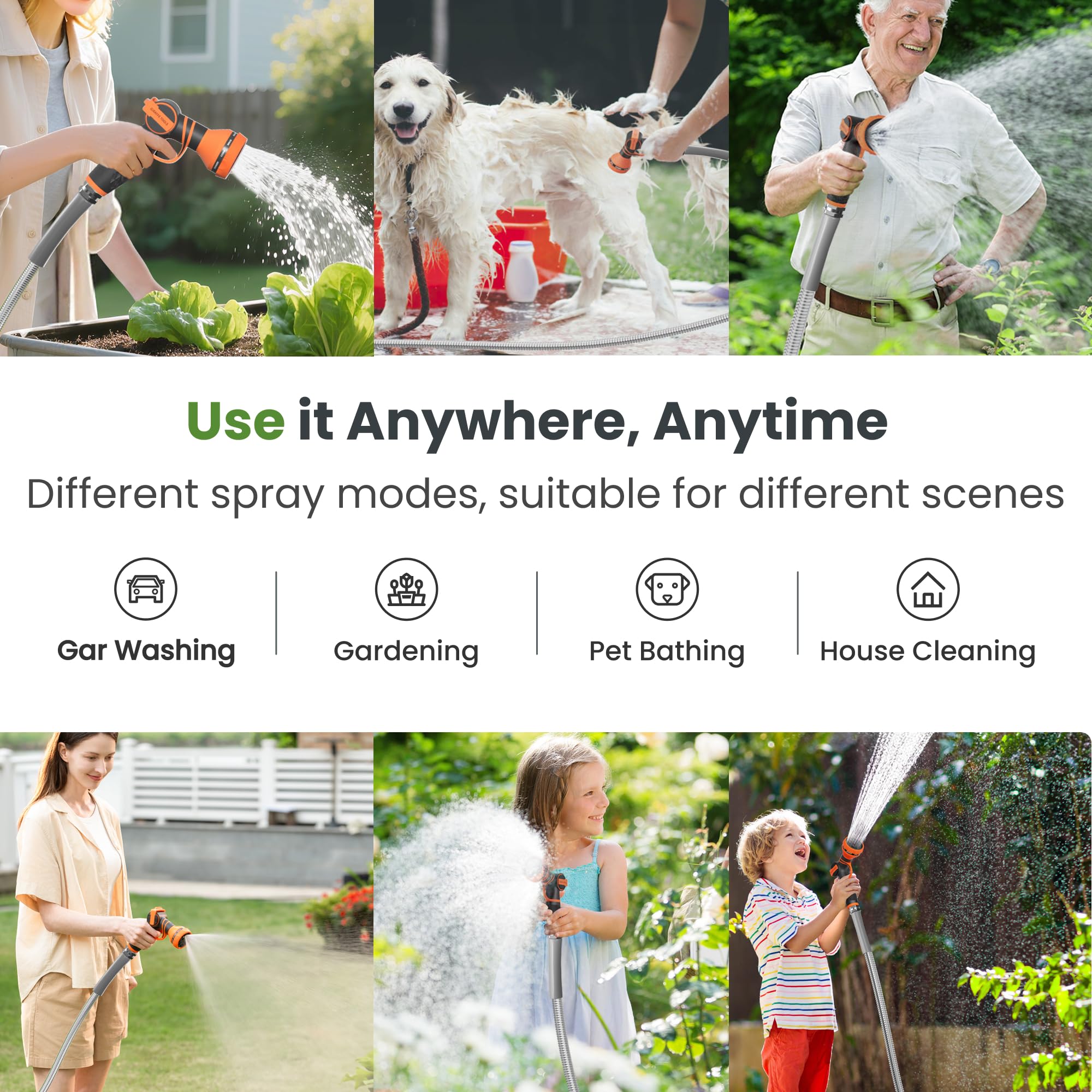 Giraffe Tools ergonomic nozzle grip improves control during yard tasks.