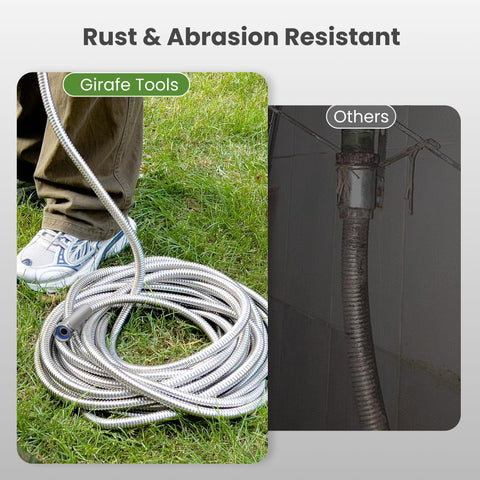 Giraffe Tools kink-free spiral hose prevents tangles and knots after use.
