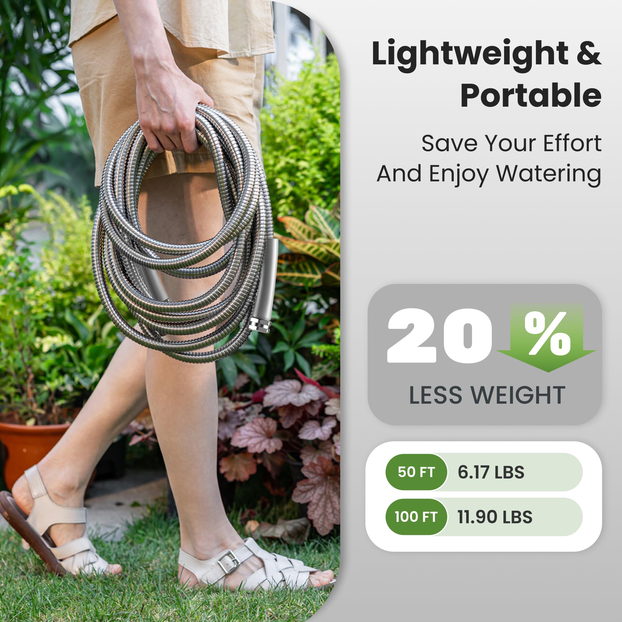 Giraffe Tools lightweight hose easy to carry and coil after gardening tasks.