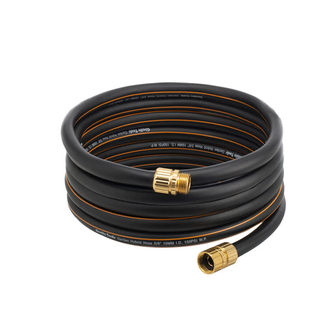 Giraffe Tools Hybrid Garden Hose coiled for easy storage and quick watering