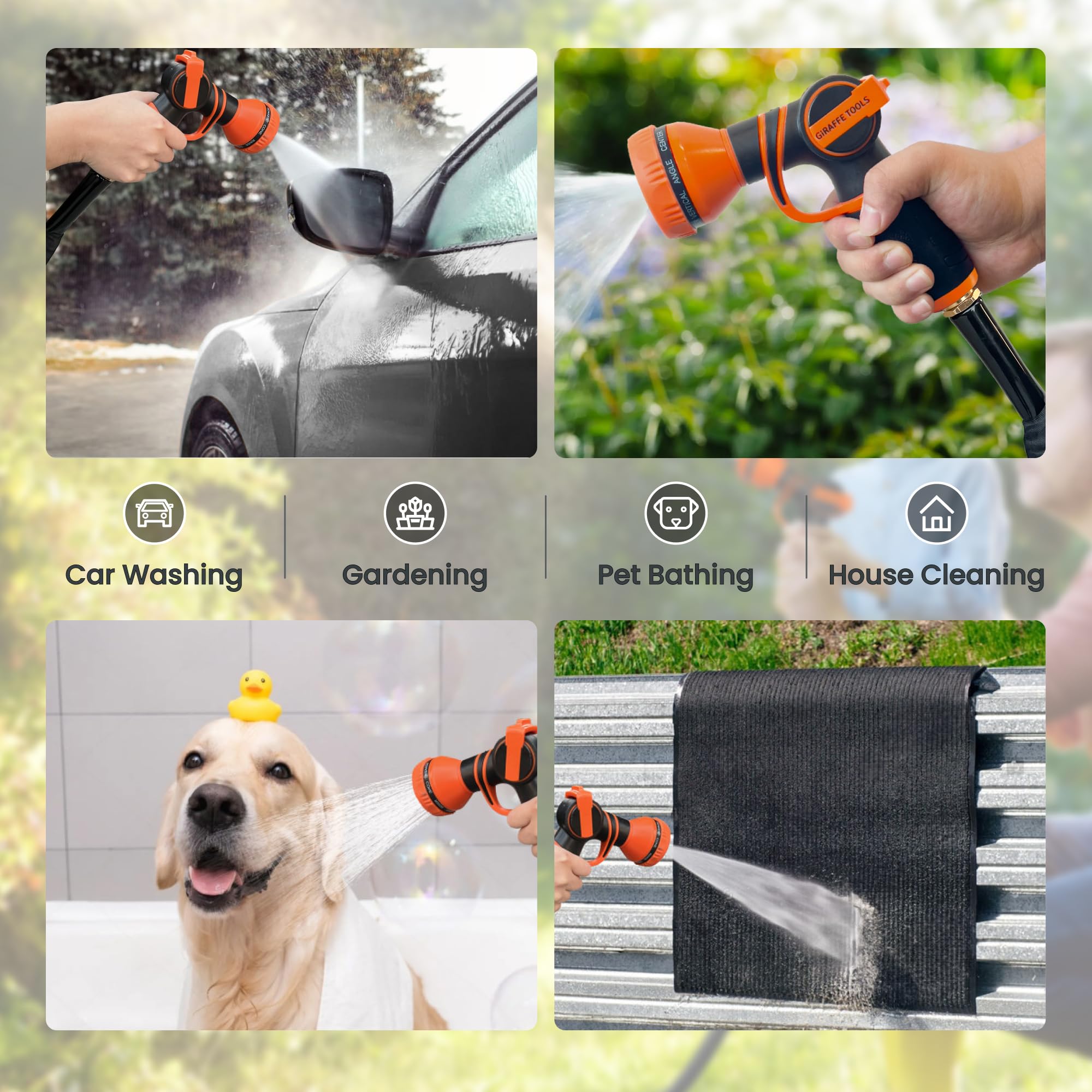 Giraffe Tools multipurpose garden hose for yard, car wash, and more.