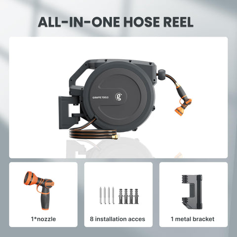 Giraffe Tools PRO auto-rewind mechanism retracting the hose neatly.