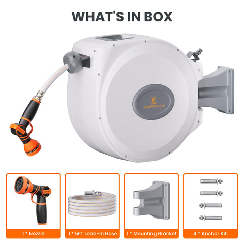 Giraffe Tools CW20 in-use reel shows tangle-free auto rewind feature