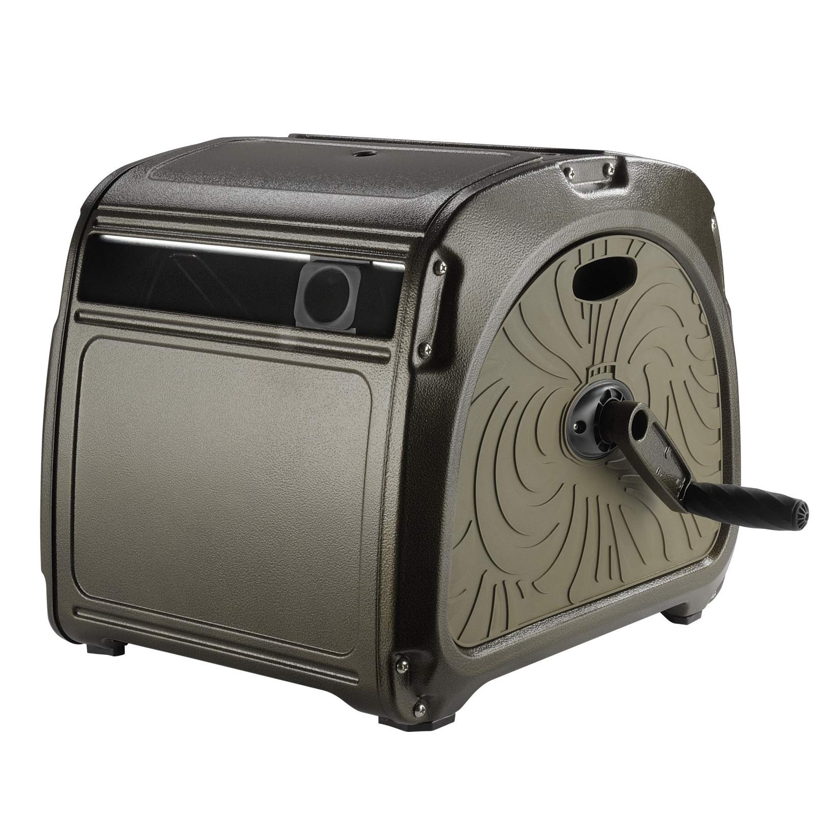 Giraffe Tools SW5 hose reel box front view keeps hoses neat and out of sight.