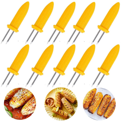 GIRCSS 10PCS corn holders front view for easy serving of corn on the cob