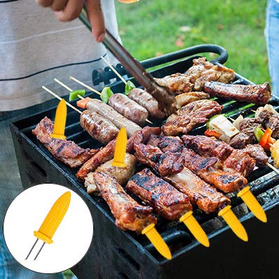 GIRCSS corn skewers in use on the cob during outdoor barbecue
