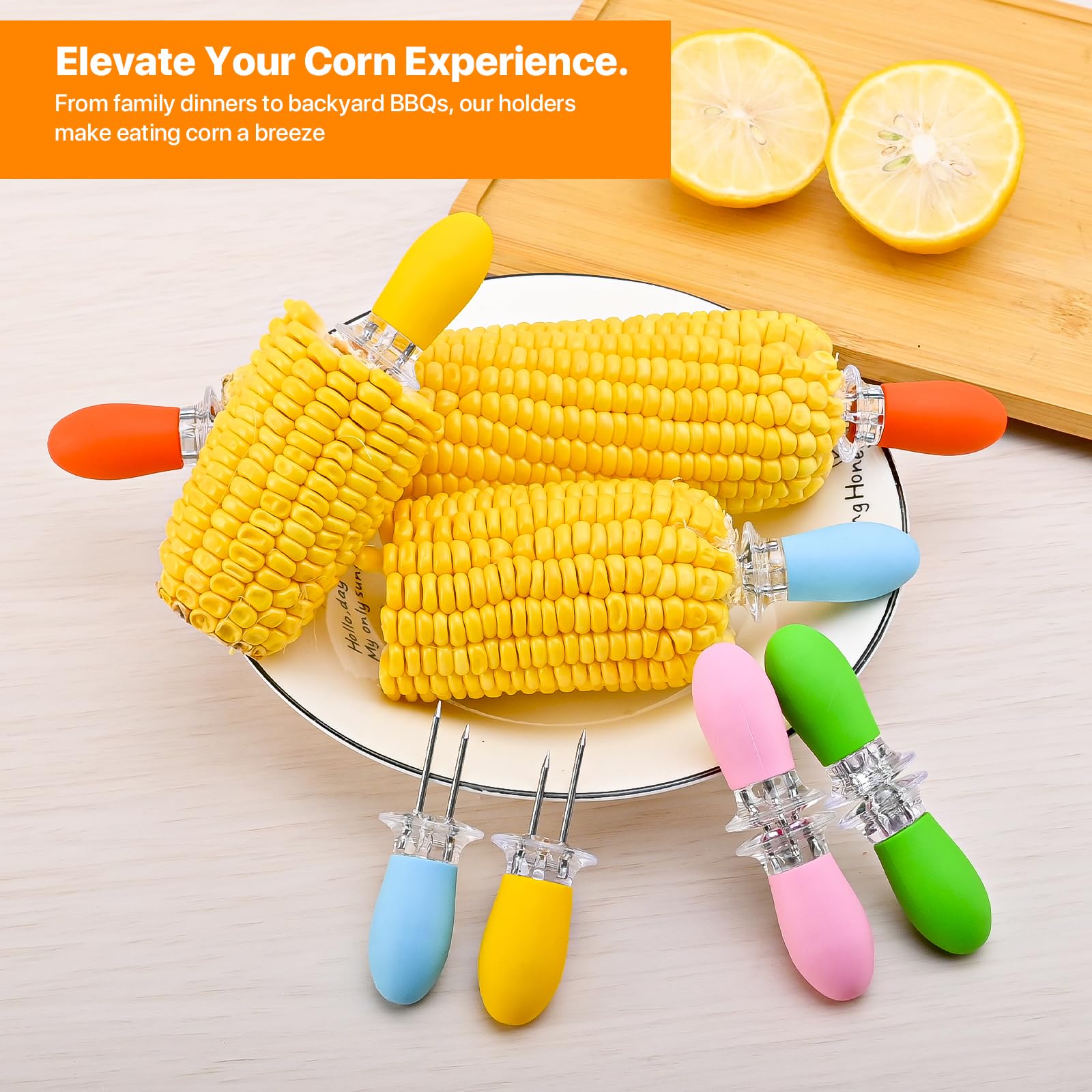 Girla bright color corn sticks add fun and quick identification at meals.
