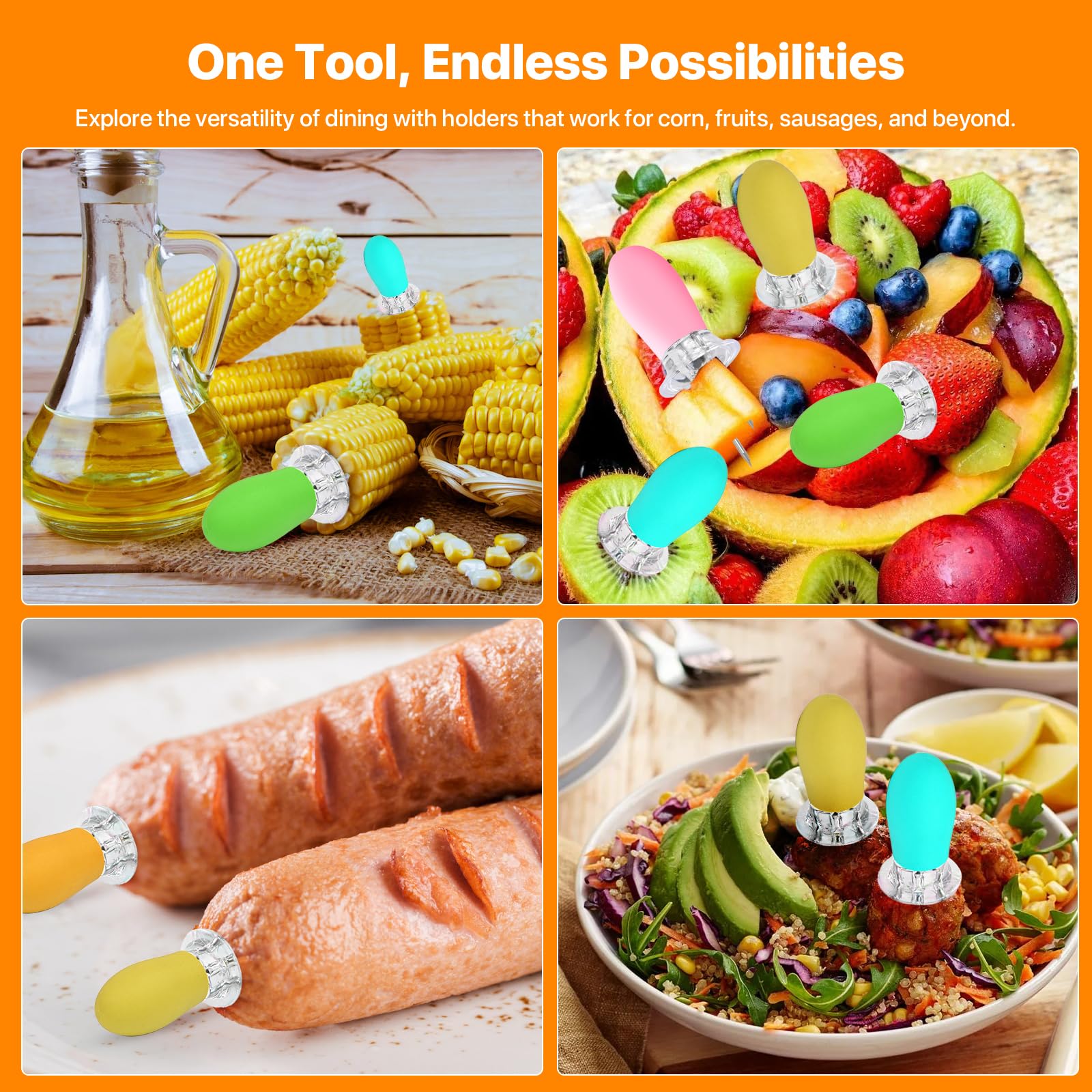 Girla durable, easy-to-clean corn cob holders for everyday meals.