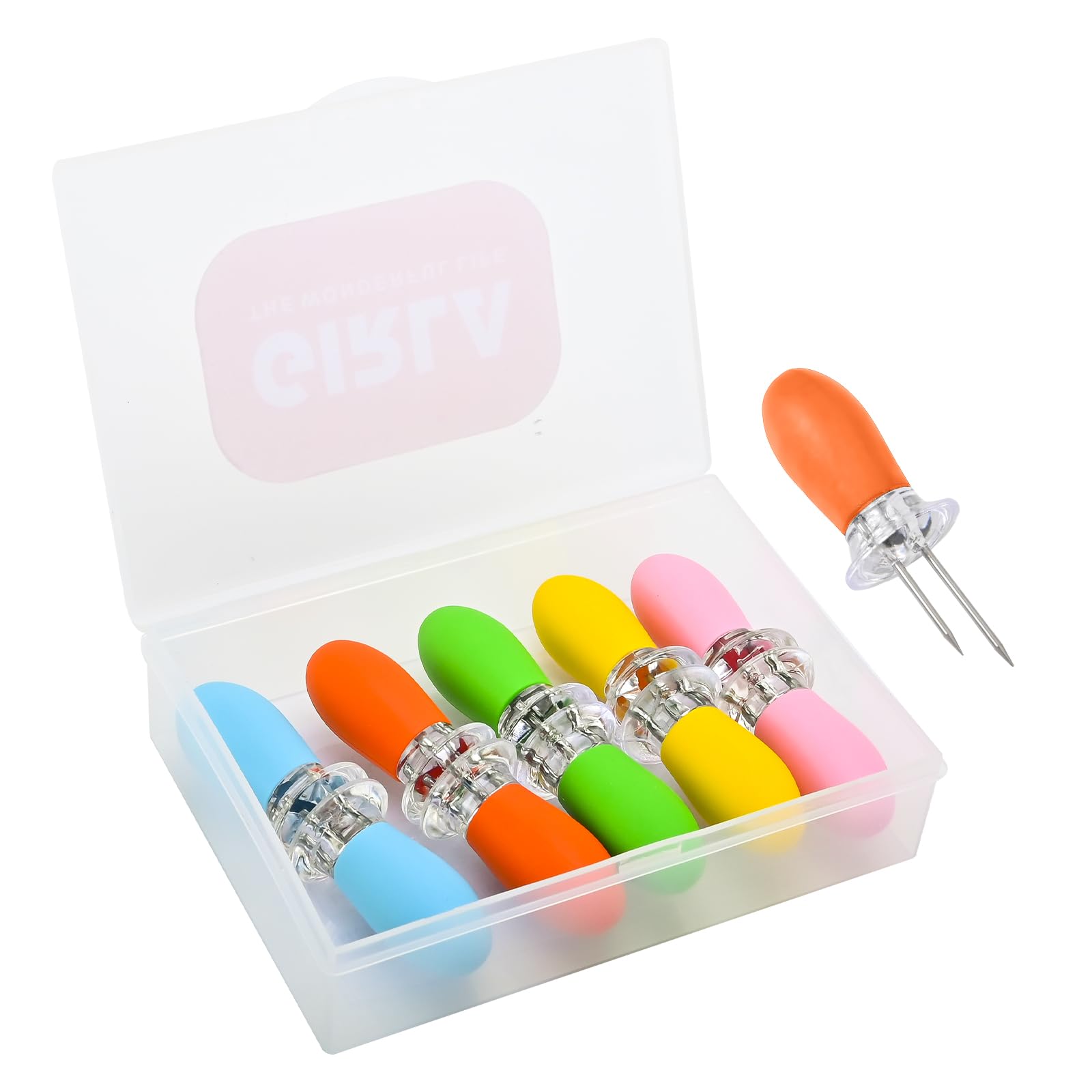 Girla interlocking corn holders with silicone handles for safe, mess-free dining.