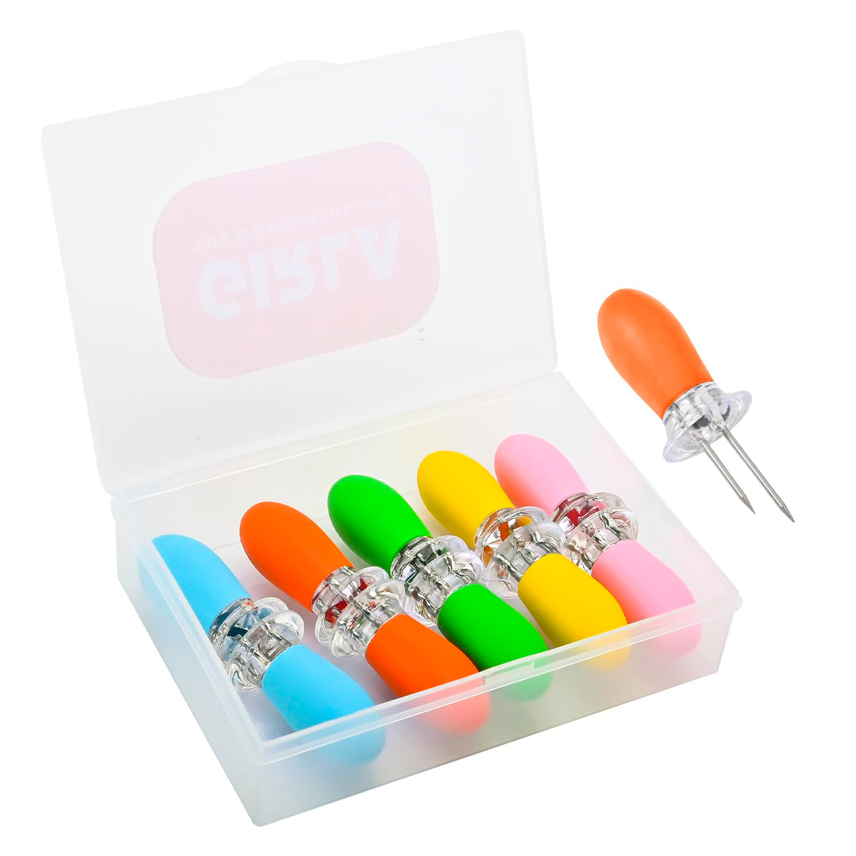 Girla interlocking corn holders with silicone handles for safe, mess-free dining.
