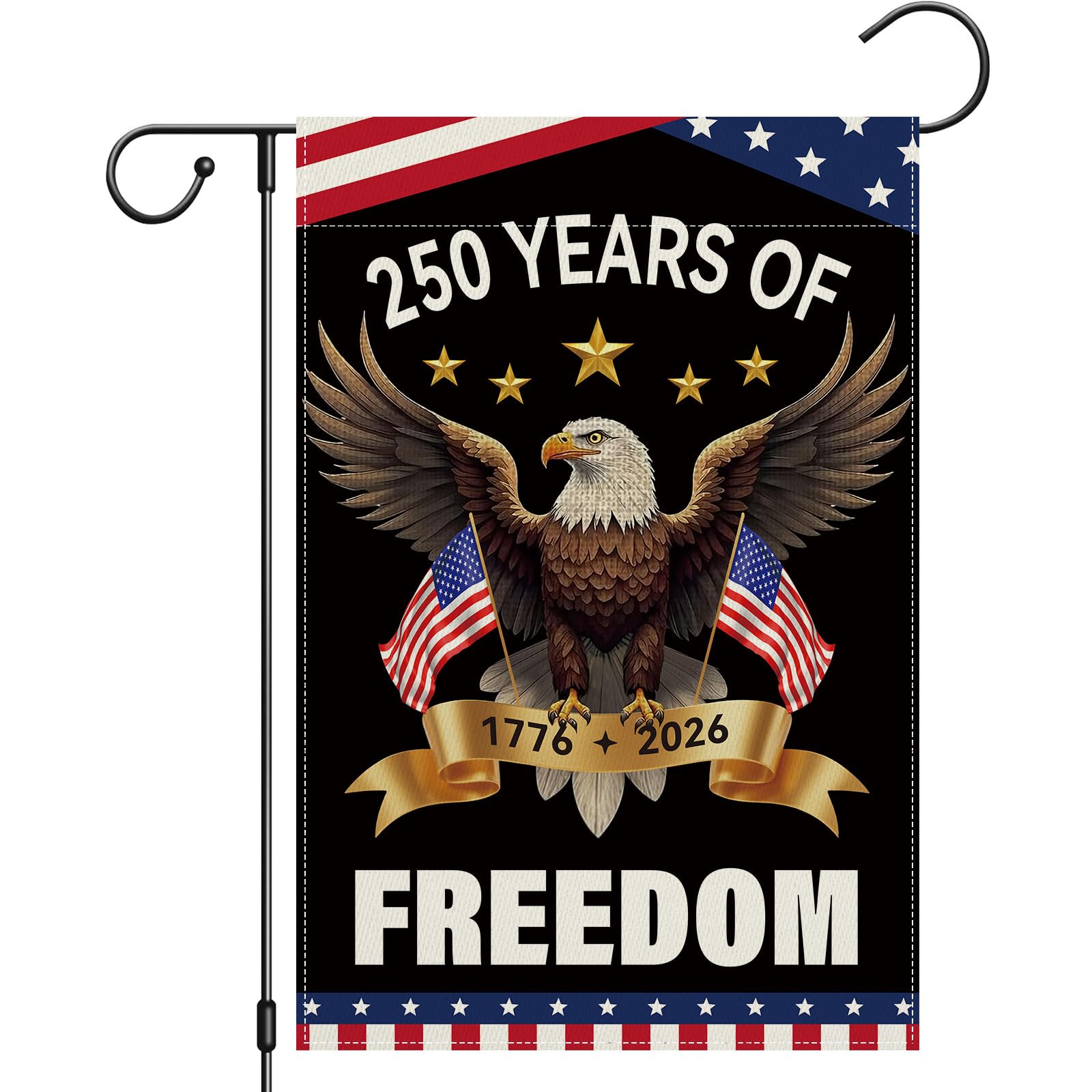 Girlly 250 Years America garden flag featuring eagle and stars for outdoor display.