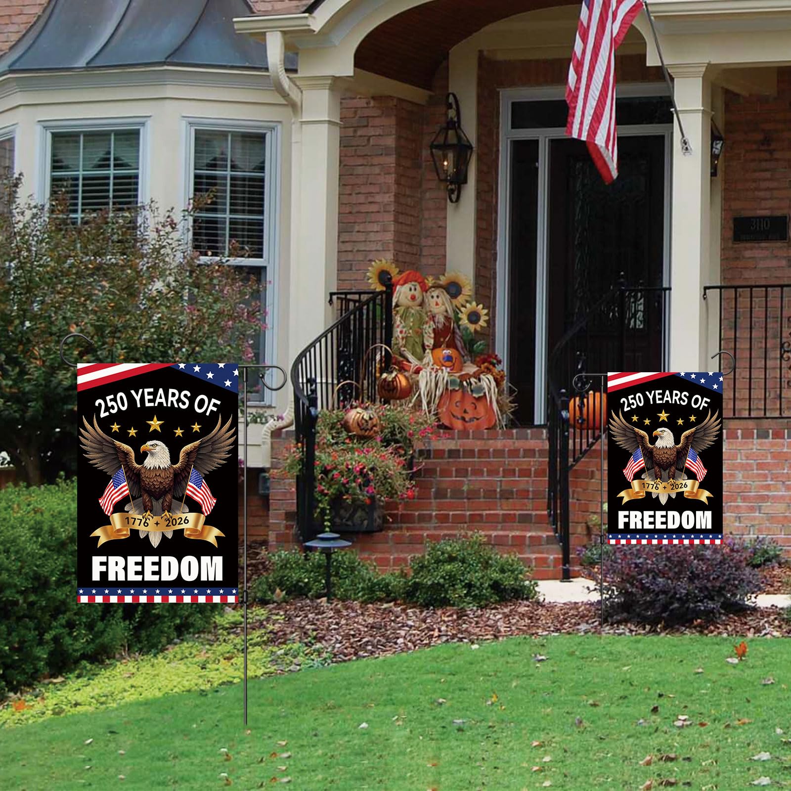 Girlly burlap garden flag with durable materials for seasonal outdoor use.