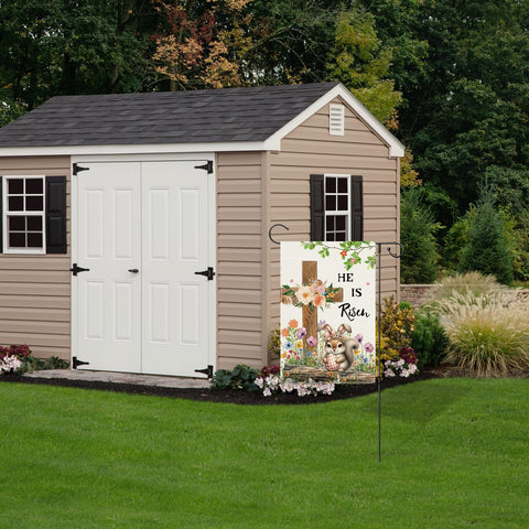 Girlly flag double-stitch detail adds durability for long-lasting outdoor display.