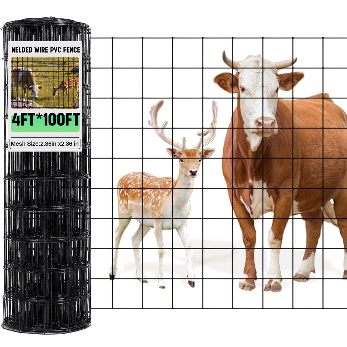 Gisafai 16-gauge welded wire fence roll in black finish for outdoor use