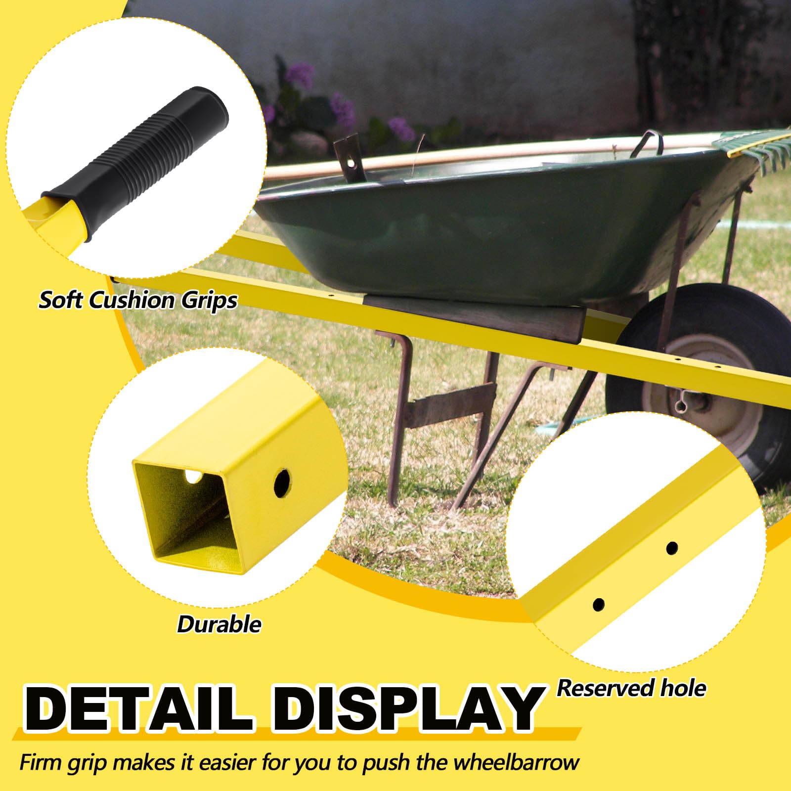 Gisafai easy-install wheelbarrow handle kit with pre-drilled holes for fast upgrades.