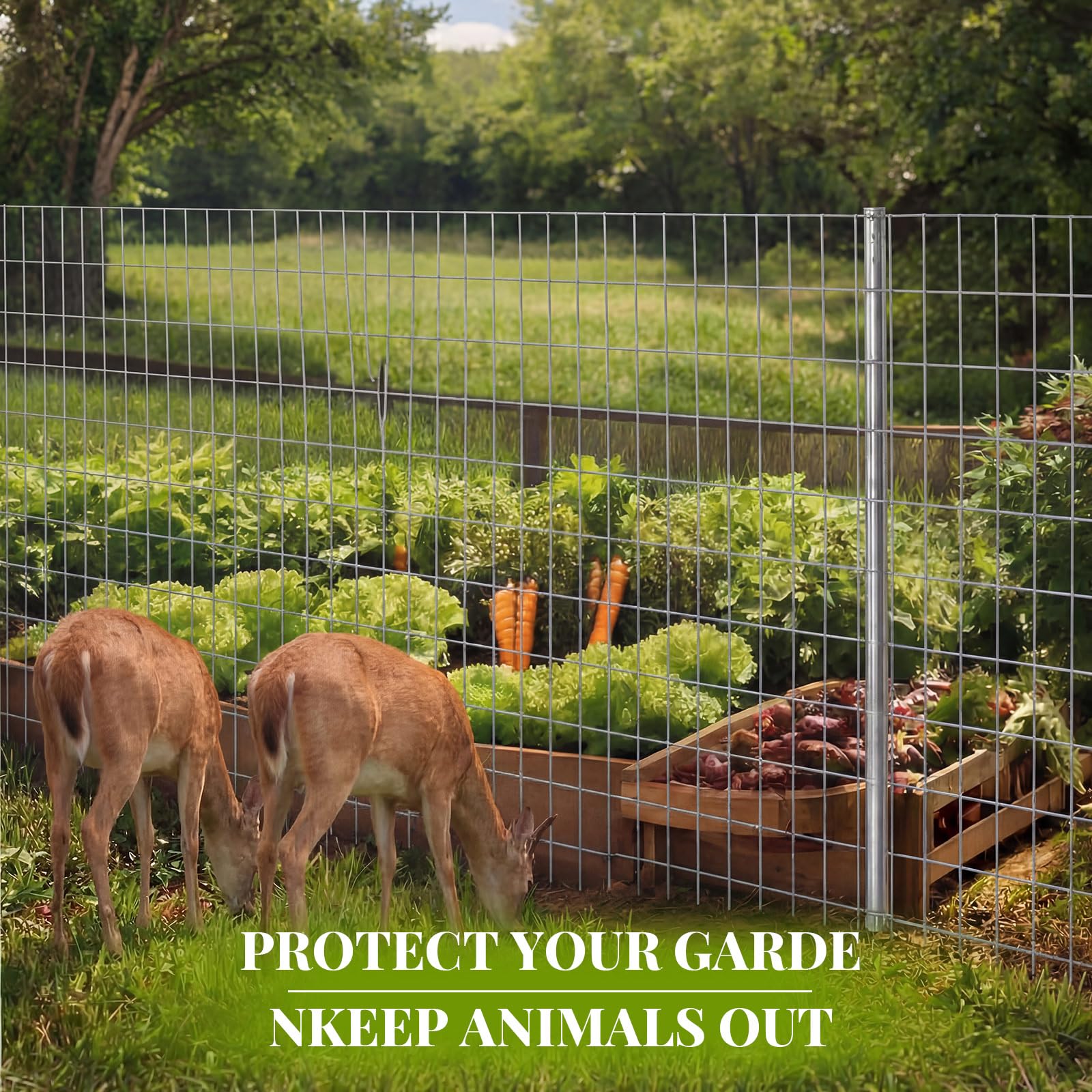 Gisafai fence roll deployed in garden for animal protection.