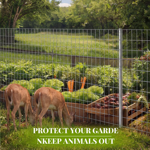 Gisafai fence roll deployed in garden for animal protection.