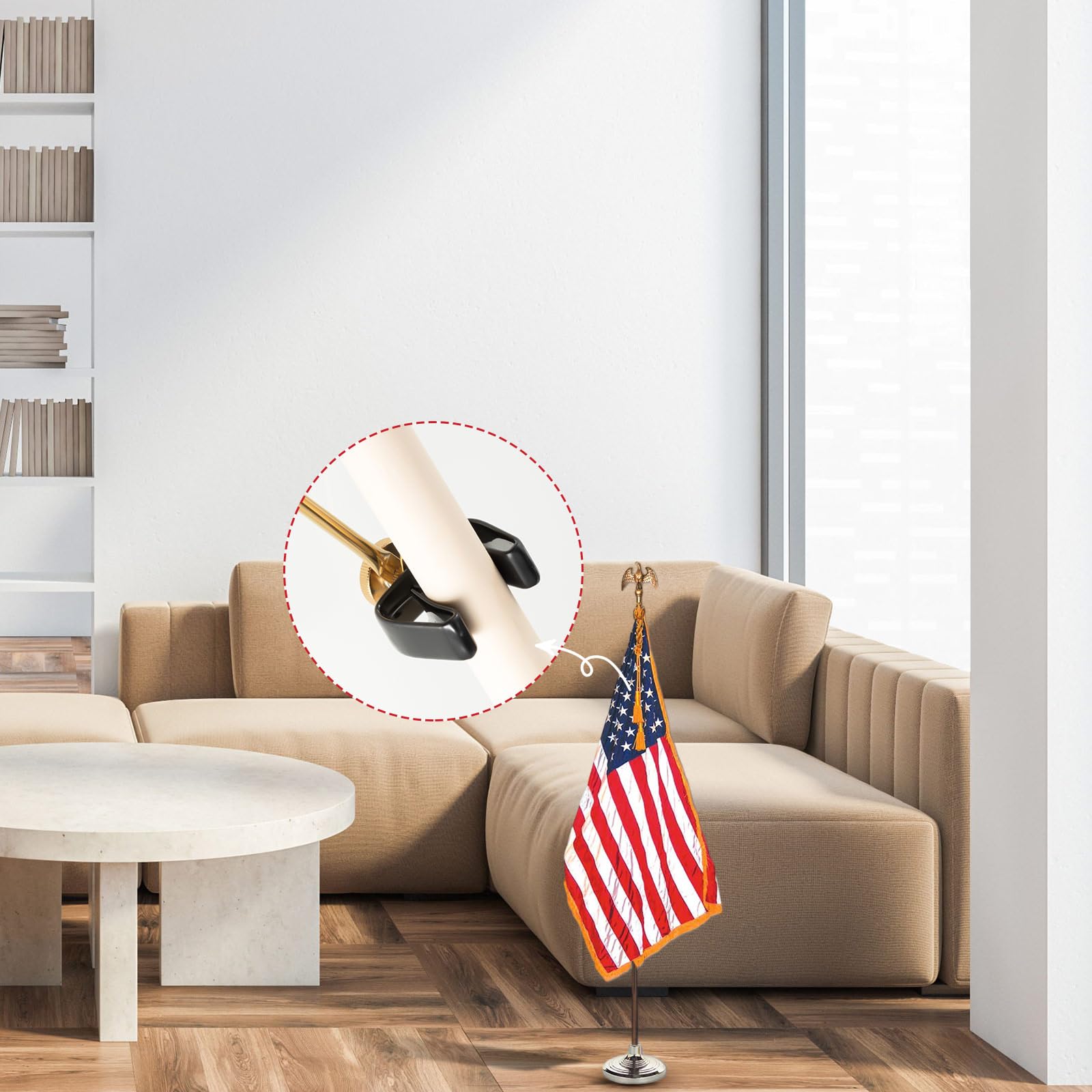 Gisafai flag spreader setup for elegant indoor flag display