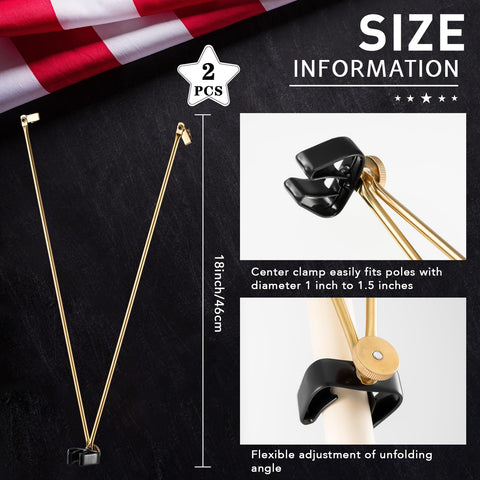 Gisafai gold flag spreader arm length shows flags fully open and eye-catching.