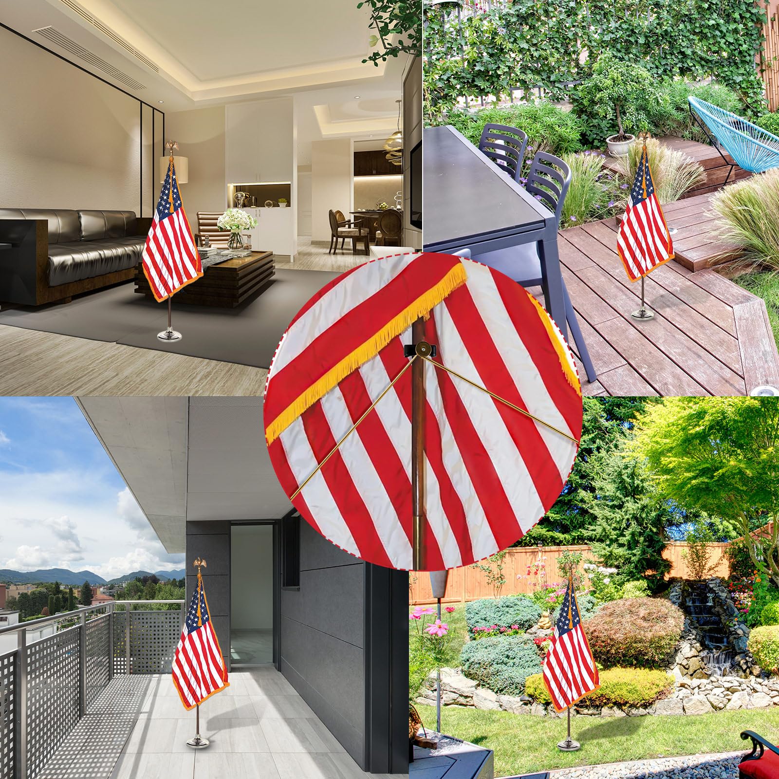 Gisafai indoor flag display setup supports versatile ceremonies and decor.
