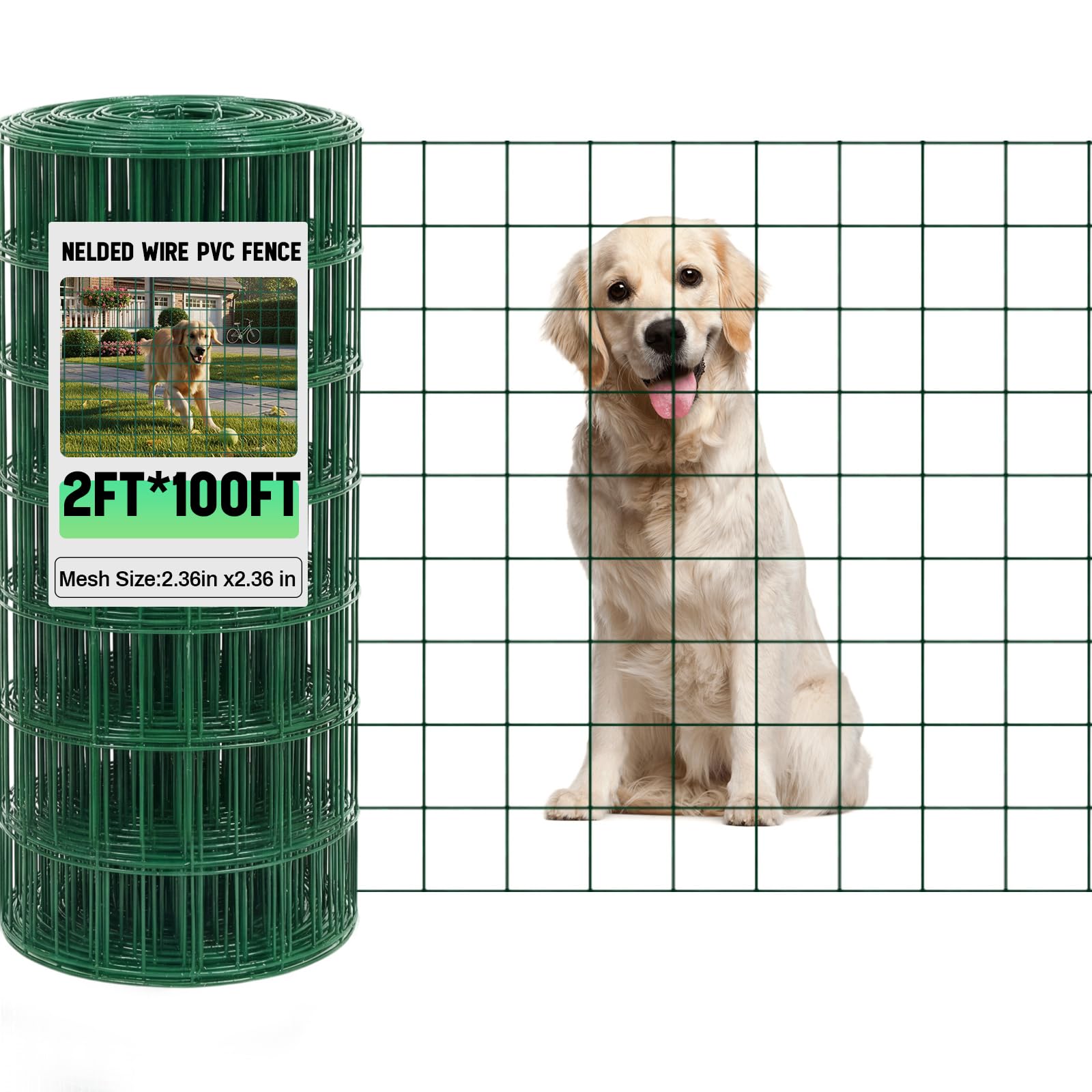 Gisafai PVC-coated welded wire fence roll in green, durable outdoor boundary solution