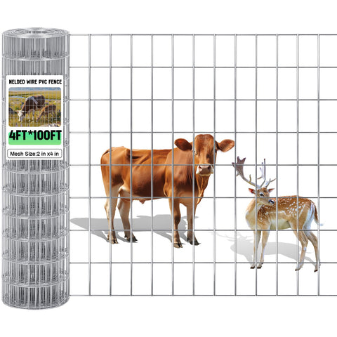 Gisafai welded wire fence roll showing 48in height and 100ft length for yard use.