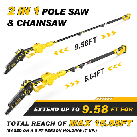 Gisam 2-in-1 pole saw with 180-degree head enables flexible angles for tight spots