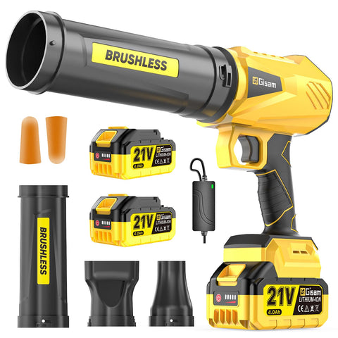 Gisam cordless handheld blower wind speed 224mph for quick leaf clearing.