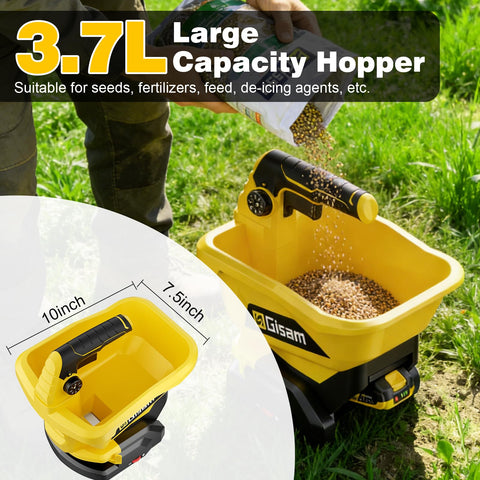 Gisam Handheld Spreader hopper 3.7L supports longer coverage between refills.