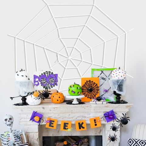 Gistome trick-or-treat spider web boosts party atmosphere.