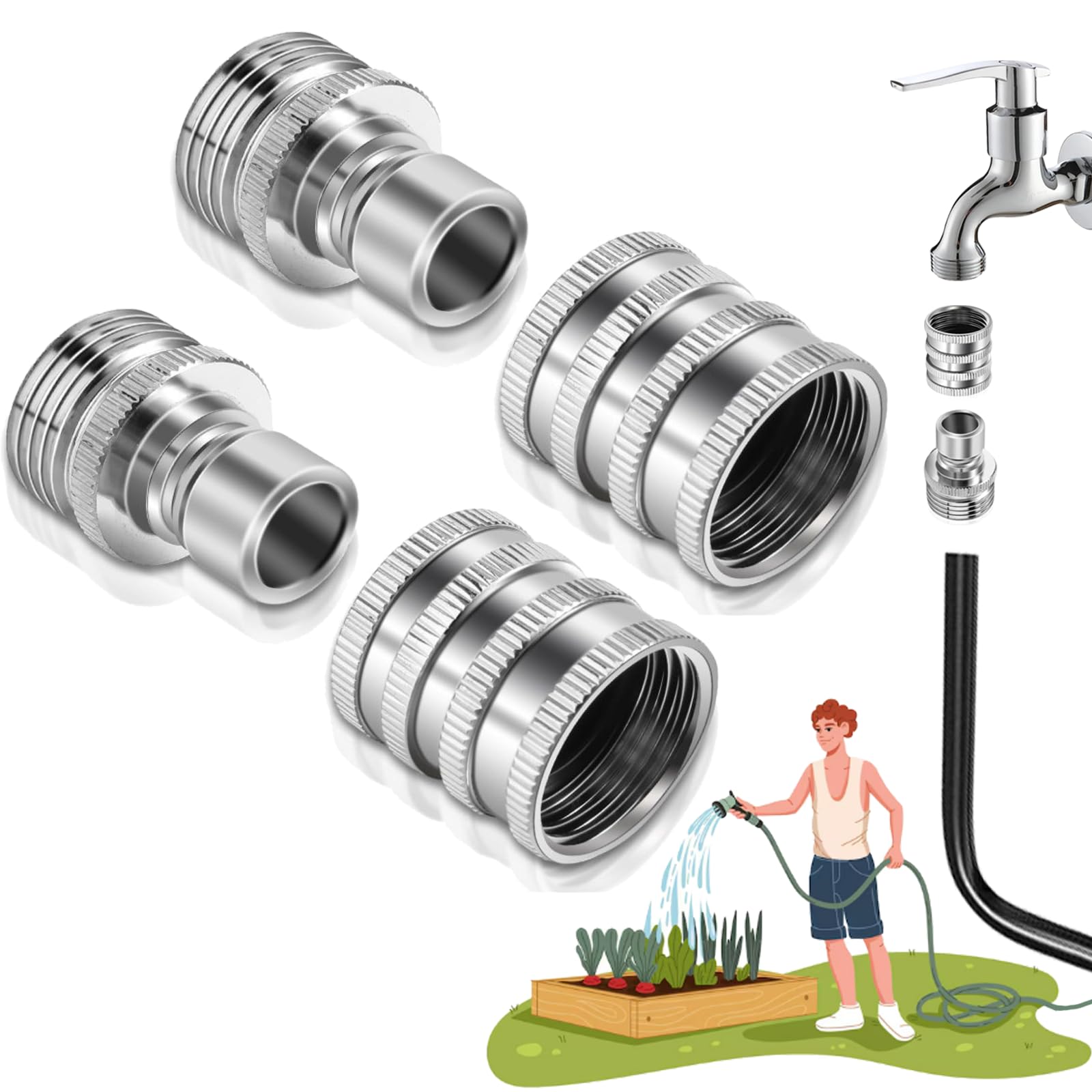 Gitende stainless steel garden hose quick-connect fittings for durable, leak-free connections.